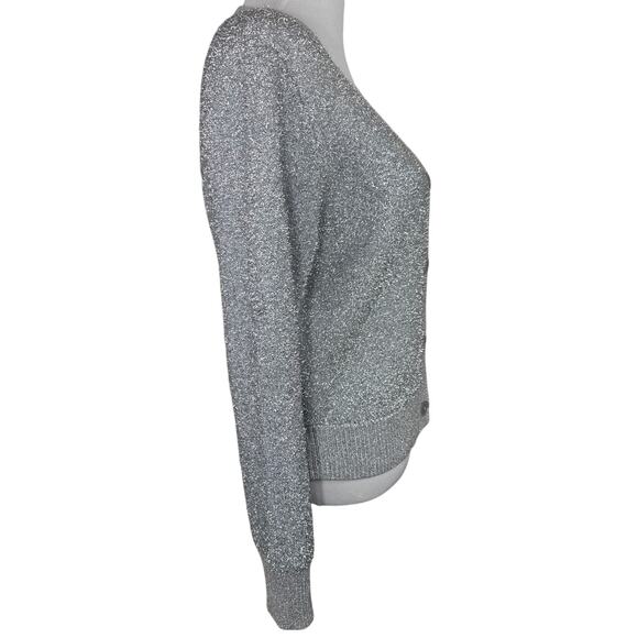 Kate Spade New York Sparkle Cardigan Sweater, Silver Metallic, Medium - Picture 5 of 6